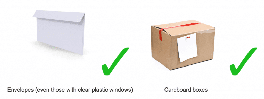 recycling envelope and boxes