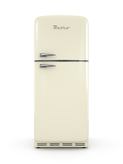 Retro fridge isolated on white background 3D rendering Retro fridge isolated on white background 3D rendering