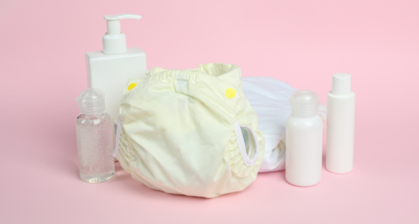 Nappies on pink background